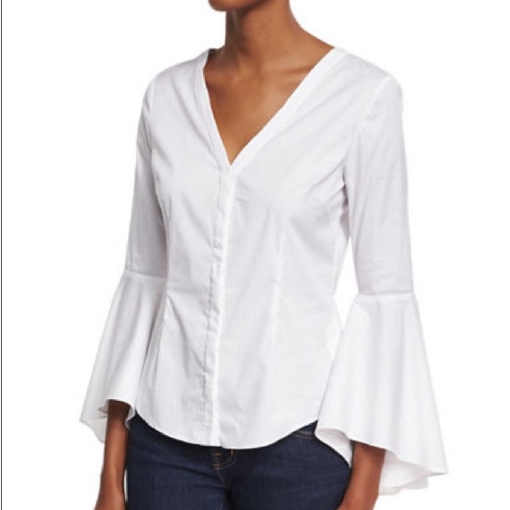 MILLY white blouse with bell sleeves, excellent condition size 10